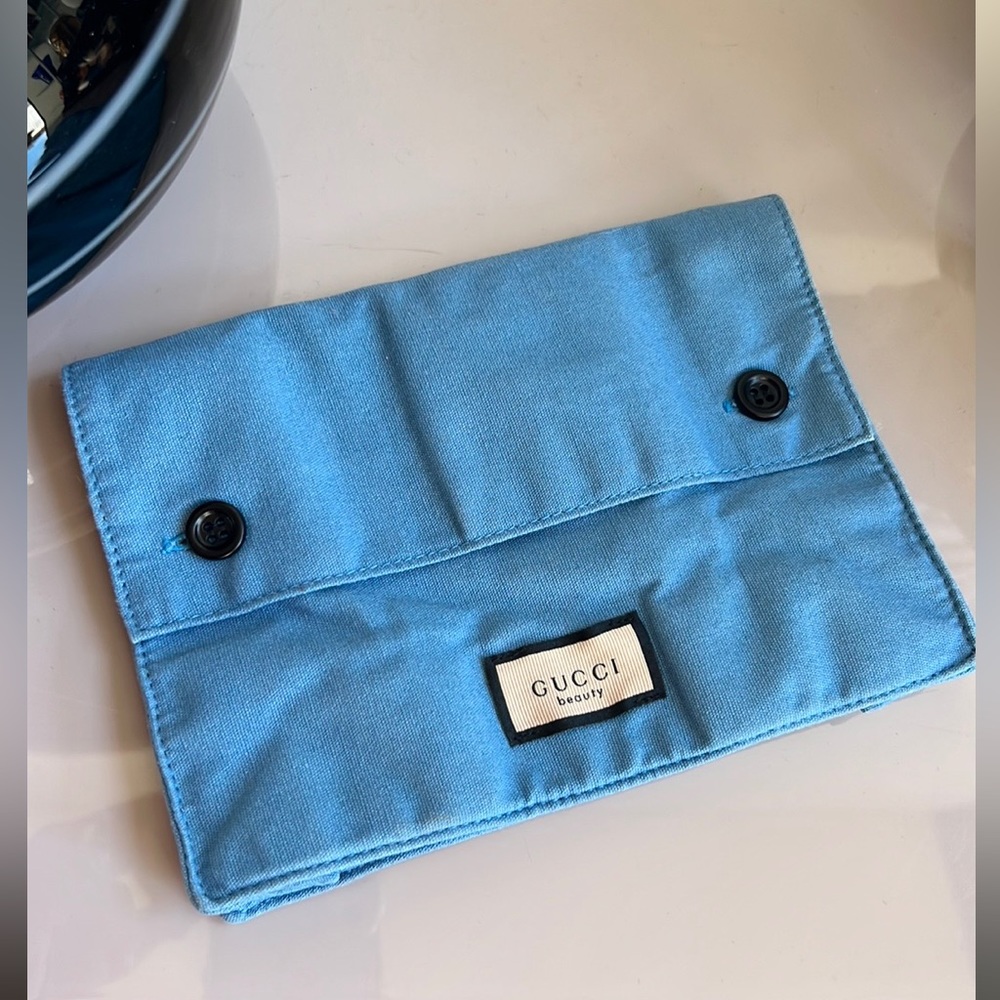 GUCCI Beauty Bag Blue Makeup Travel Toiletries Case